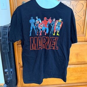 Marvel Heroes Black T-Shirt with Vibrant Design